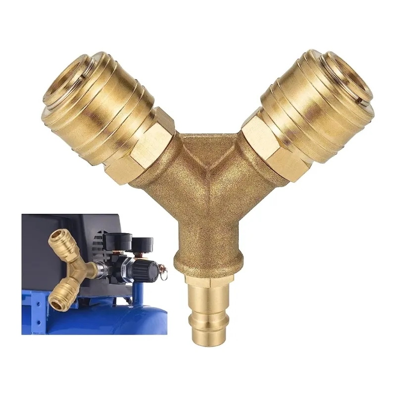 Compression Fitting Brass - 업그레이드된 압축 공기 분배기 2방향(2개 커플링