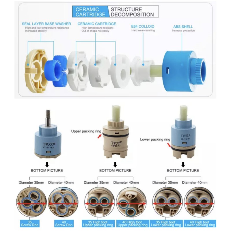 수전 믹싱 스풀 밸브 25mm/35mm/40mm 카트리 - Basin Mixer Cartridge 리뷰 및 가격